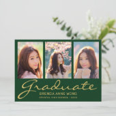 Afstuderen 3 Foto Collage Gold Script Green 2023 Aankondiging (Staand voorkant)