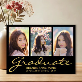 Afstuderen 3 Foto Collage Gold Typografie Script Aankondiging