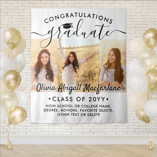 Afstuderen 3 Foto Collage Groot Modern Achtergrond Wandkleed