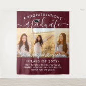 Afstuderen 3 Foto Collage Maroon & Witte Achtergro Wandkleed (Voorkant)