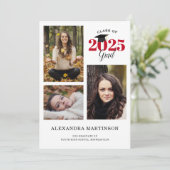 Afstuderen 3 Foto Collage Red Afstuderen Kaart (Staand voorkant)