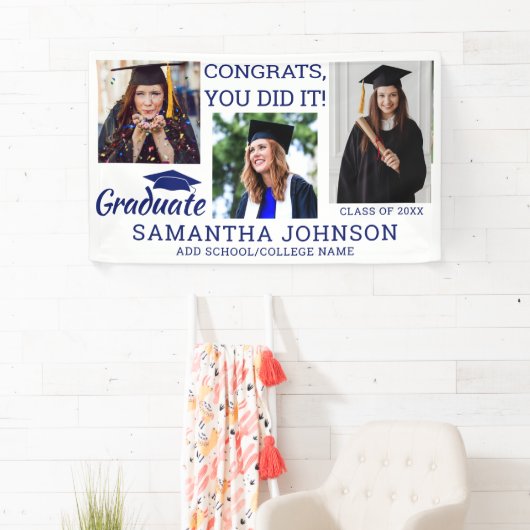 Afstuderen 3 Foto Congrats Afstudeerder 2025 Blauw Spandoek (Insitu)