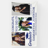 Afstuderen 3 Foto Congrats Afstudeerder 2025 Blauw Spandoek (Verticaal)