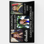 Afstuderen 3 Foto Congrats Afstuderen 2025 Zwart Spandoek (Verticaal)