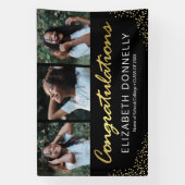 Afstuderen 3 Foto Modern Black Gold Banner (Verticaal)