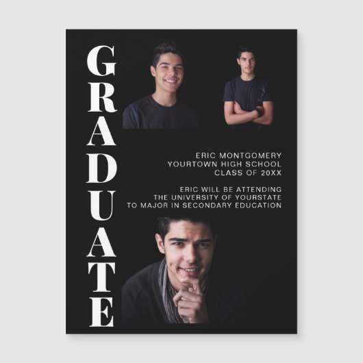 Afstuderen 3 Foto Modern Black Klasse van 2021 (Voorkant)