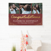 Afstuderen 3 Foto Modern Burgundy Gold Banner (Insitu)
