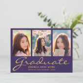 Afstuderen 3 Foto modern Gold Typografie Script P Aankondiging (Staand voorkant)