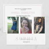 Afstuderen 3 Foto Modern Overlay Party Kaart (Voorkant / Achterkant)