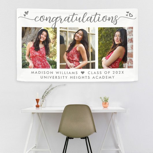 Afstuderen 3 Foto Moderne Gray Calligrafie Harteli Spandoek