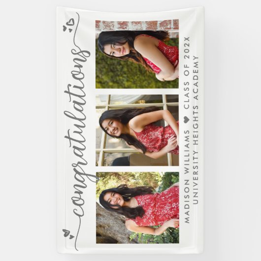 Afstuderen 3 Foto Moderne Gray Calligrafie Harteli Spandoek (Verticaal)