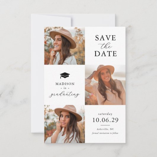Afstuderen 3 Foto Sla de datum Kaart (Voorkant)