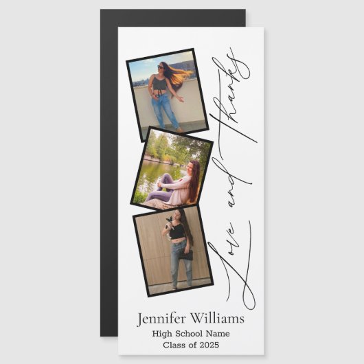 afstuderen 3 Fotocabine Dank u magneet (Voorkant / Achterkant)