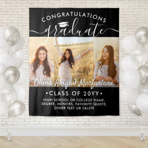 Afstuderen 3 Fotocollage Grote Zwarte Achtergrond Wandkleed