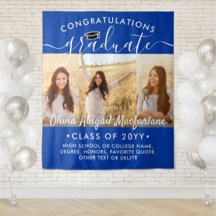 Afstuderen 3 Fotocollage Royal Blue Achtergrond Wandkleed