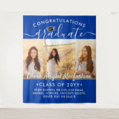 Afstuderen 3 Fotocollage Royal Blue Achtergrond Wandkleed (Voorkant)