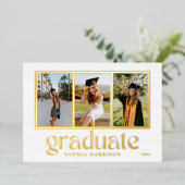 Afstuderen 3 Foto's Afstuderen Aankondiging Kaart (Staand Voorkant)
