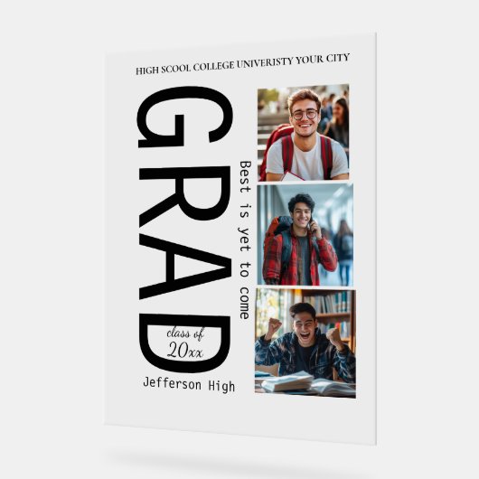 Afstuderen 3 foto's collage eenvoudige Acryl Teken Acryl Bord (Hoek)