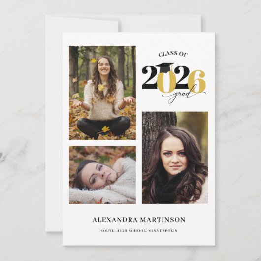 Afstuderen 3 foto's Collage Gold Class van 2025 Kaart (Voorkant)