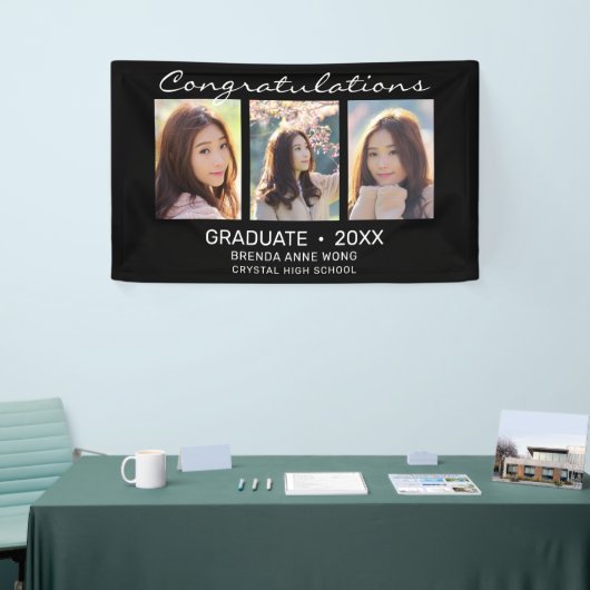 Afstuderen 3 Photo Collage White Script 2023 Spandoek (Beurs)