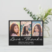 Afstuderen 3 Zwart zwart-witfotoscript Bedankkaart (Staand voorkant)