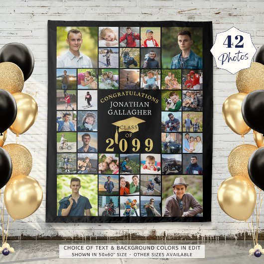 Afstuderen 42 Fotocollage Klasse Jaar Uw Kleuren Wandkleed