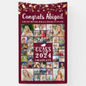 Afstuderen 42 Fotocollage Maroon Klasse Jaar Spandoek (Verticaal)