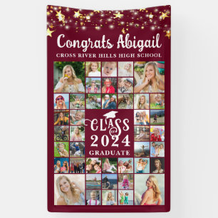 Afstuderen 42 Fotocollage Maroon Klasse Jaar Spandoek