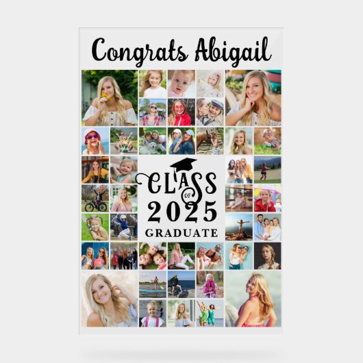 Afstuderen 42 jaar Photo Collage Script-klasse Acryl Bord (Voorkant)