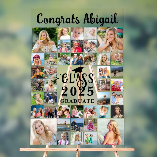 Afstuderen 42 jaar Photo Collage Script-klasse Acryl Bord (Neutraal)