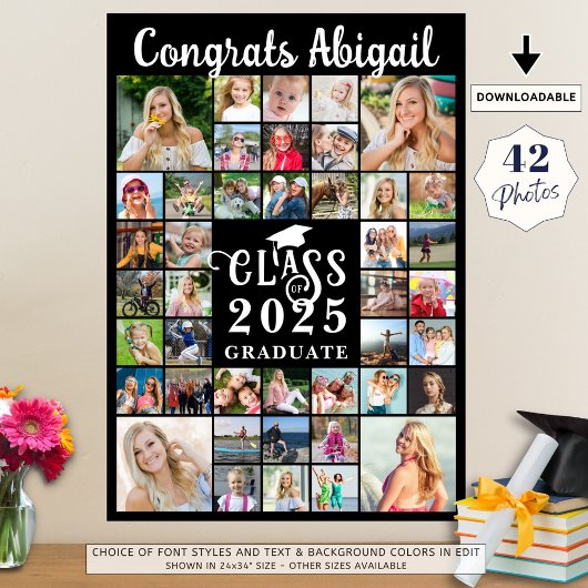 Afstuderen 42 jaar Photo Collage Script-klasse Poster