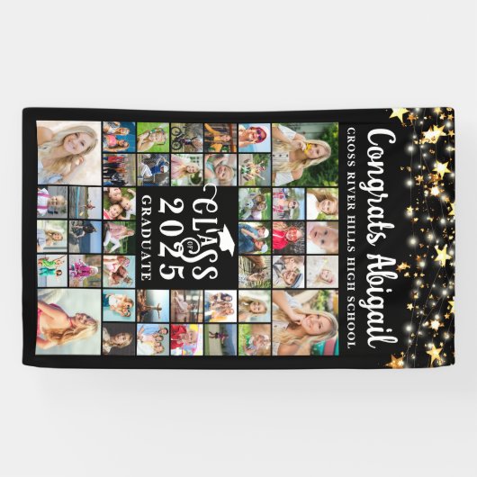 Afstuderen 42 jaar Photo Collage Script-klasse Spandoek (Horizontaal)