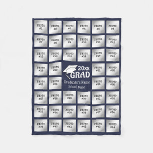Afstuderen 44 Foto collage (bewerkbare BLUE) Fleece Deken