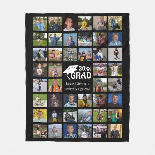 Afstuderen 44 Foto Collage | Naam en school Fleece Deken (Voorkant)