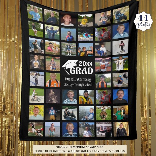 Afstuderen 44 Foto Collage | Naam en school Fleece Deken