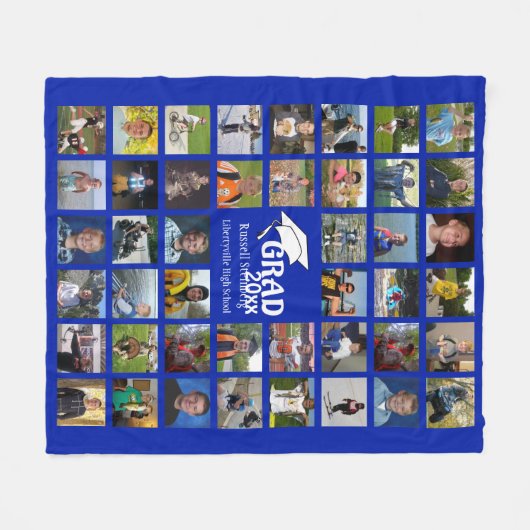Afstuderen 44 Foto Collage | Naam en school Fleece Deken (Voorkant (Horizontaal))