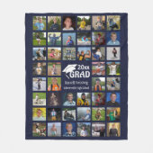 Afstuderen 44 Foto Collage Name School Navy Blue Fleece Deken (Voorkant)
