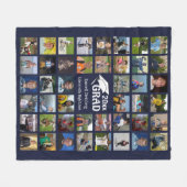 Afstuderen 44 Foto Collage Name School Navy Blue Fleece Deken (Voorkant (Horizontaal))