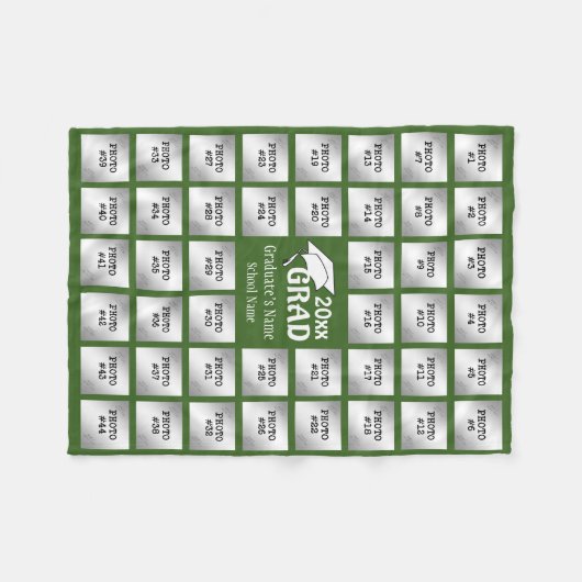 Afstuderen 44 Fotocollage (bewerkbare GROEN) Fleece Deken (Voorkant (Horizontaal))