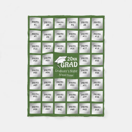 Afstuderen 44 Fotocollage (bewerkbare GROEN) Fleece Deken (Voorkant)