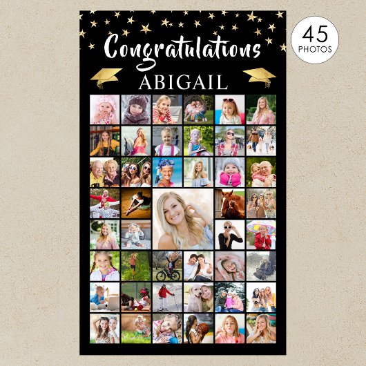 Afstuderen 45 Foto Collage Black Gold Poster
