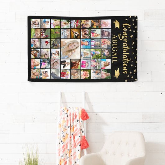 Afstuderen 45 Foto Collage Black Gold Spandoek (Insitu)
