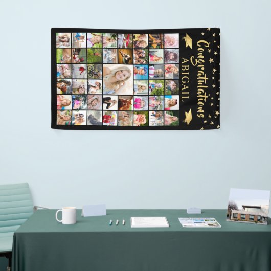 Afstuderen 45 Foto Collage Black Gold Spandoek (Beurs)