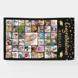 Afstuderen 45 Foto Collage Black Gold Spandoek