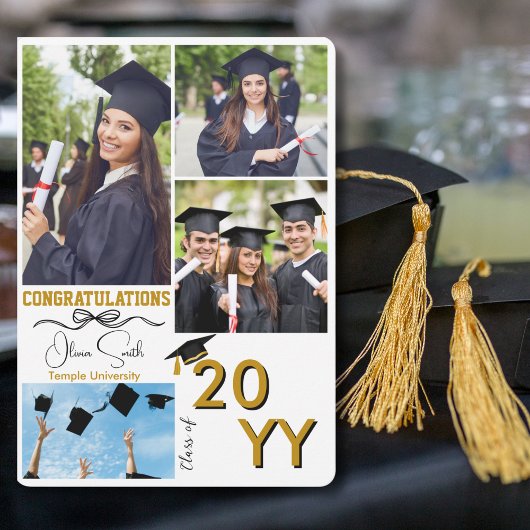 Afstuderen 4 Aangepaste foto's, Afstuderen, Goud & Feestdagen Kaart