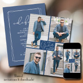 Afstuderen 4 Foto Collage Blue Party Kaart