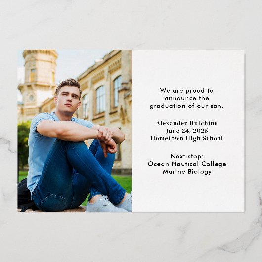 Afstuderen 4 Foto Collage Gold Foil kondiging Folie Uitnodiging (Achterkant)