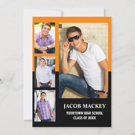 Afstuderen 4 Foto Collage Oranje Black Aankondiging (Voorkant)