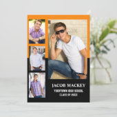 Afstuderen 4 Foto Collage Oranje Black Aankondiging (Staand voorkant)