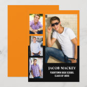 Afstuderen 4 Foto Collage Oranje Black Aankondiging (Voorkant / Achterkant)